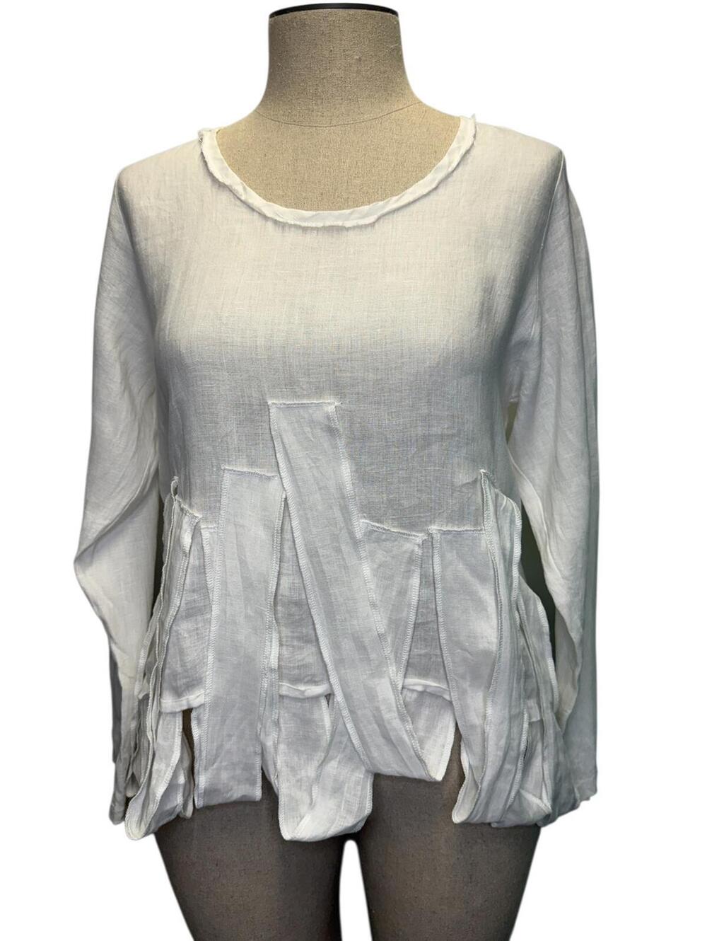 DESIGNER BODIL LINEN WHITE  BLOUSE - L